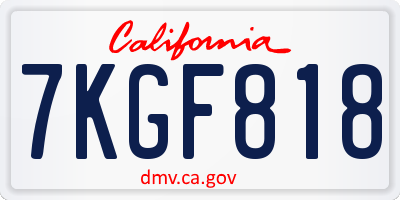 CA license plate 7KGF818