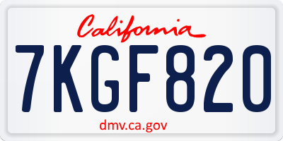 CA license plate 7KGF820
