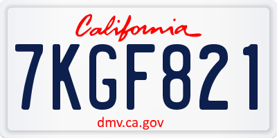 CA license plate 7KGF821