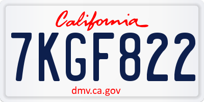 CA license plate 7KGF822