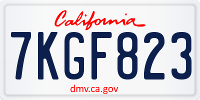 CA license plate 7KGF823