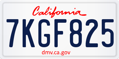 CA license plate 7KGF825