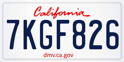 CA license plate 7KGF826