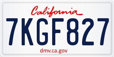 CA license plate 7KGF827