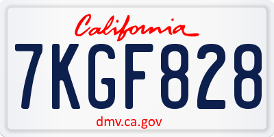 CA license plate 7KGF828