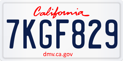 CA license plate 7KGF829