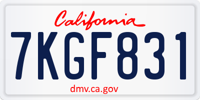 CA license plate 7KGF831