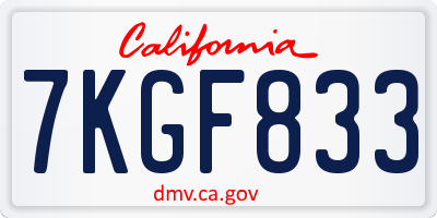 CA license plate 7KGF833