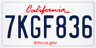 CA license plate 7KGF836