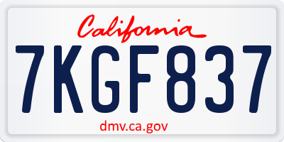 CA license plate 7KGF837
