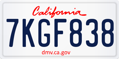 CA license plate 7KGF838