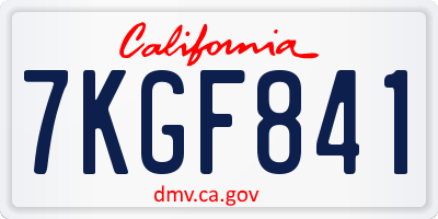 CA license plate 7KGF841