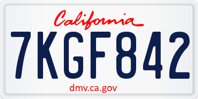 CA license plate 7KGF842