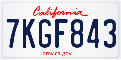 CA license plate 7KGF843