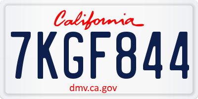 CA license plate 7KGF844