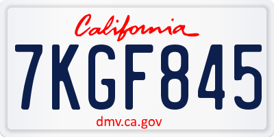 CA license plate 7KGF845