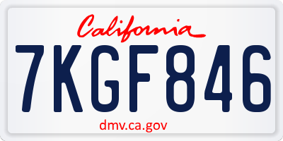 CA license plate 7KGF846