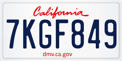 CA license plate 7KGF849