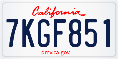 CA license plate 7KGF851