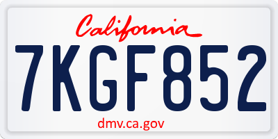 CA license plate 7KGF852