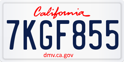 CA license plate 7KGF855
