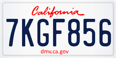 CA license plate 7KGF856