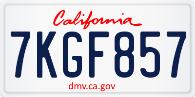 CA license plate 7KGF857