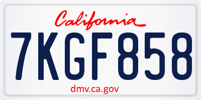 CA license plate 7KGF858