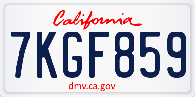 CA license plate 7KGF859