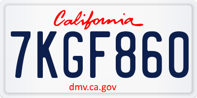 CA license plate 7KGF860