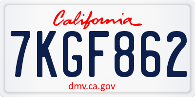 CA license plate 7KGF862