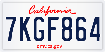 CA license plate 7KGF864