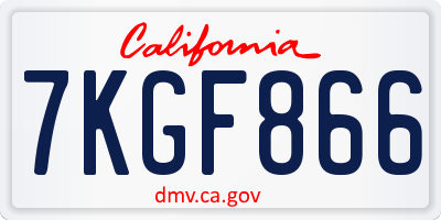 CA license plate 7KGF866