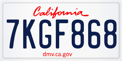 CA license plate 7KGF868