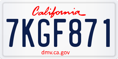 CA license plate 7KGF871
