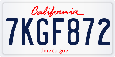 CA license plate 7KGF872
