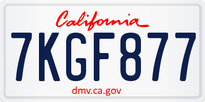 CA license plate 7KGF877