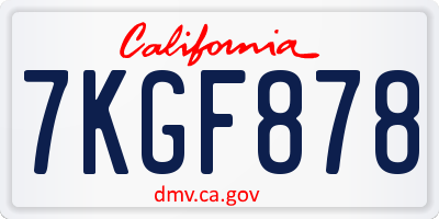CA license plate 7KGF878