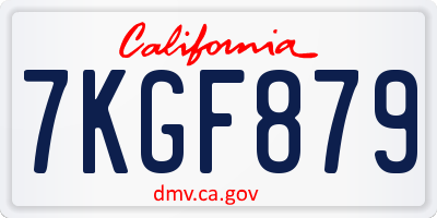 CA license plate 7KGF879