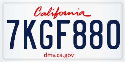 CA license plate 7KGF880