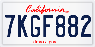 CA license plate 7KGF882