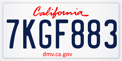 CA license plate 7KGF883