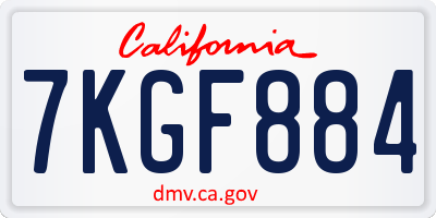 CA license plate 7KGF884