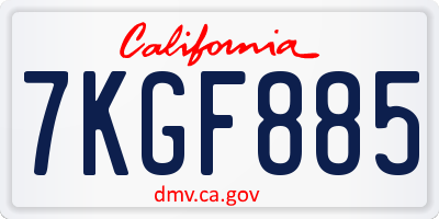 CA license plate 7KGF885