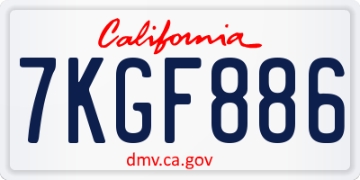 CA license plate 7KGF886