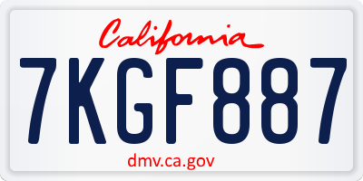 CA license plate 7KGF887