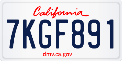 CA license plate 7KGF891