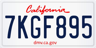 CA license plate 7KGF895