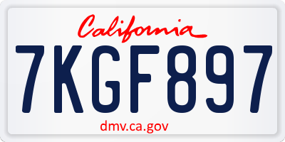 CA license plate 7KGF897