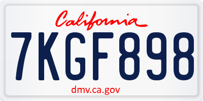 CA license plate 7KGF898